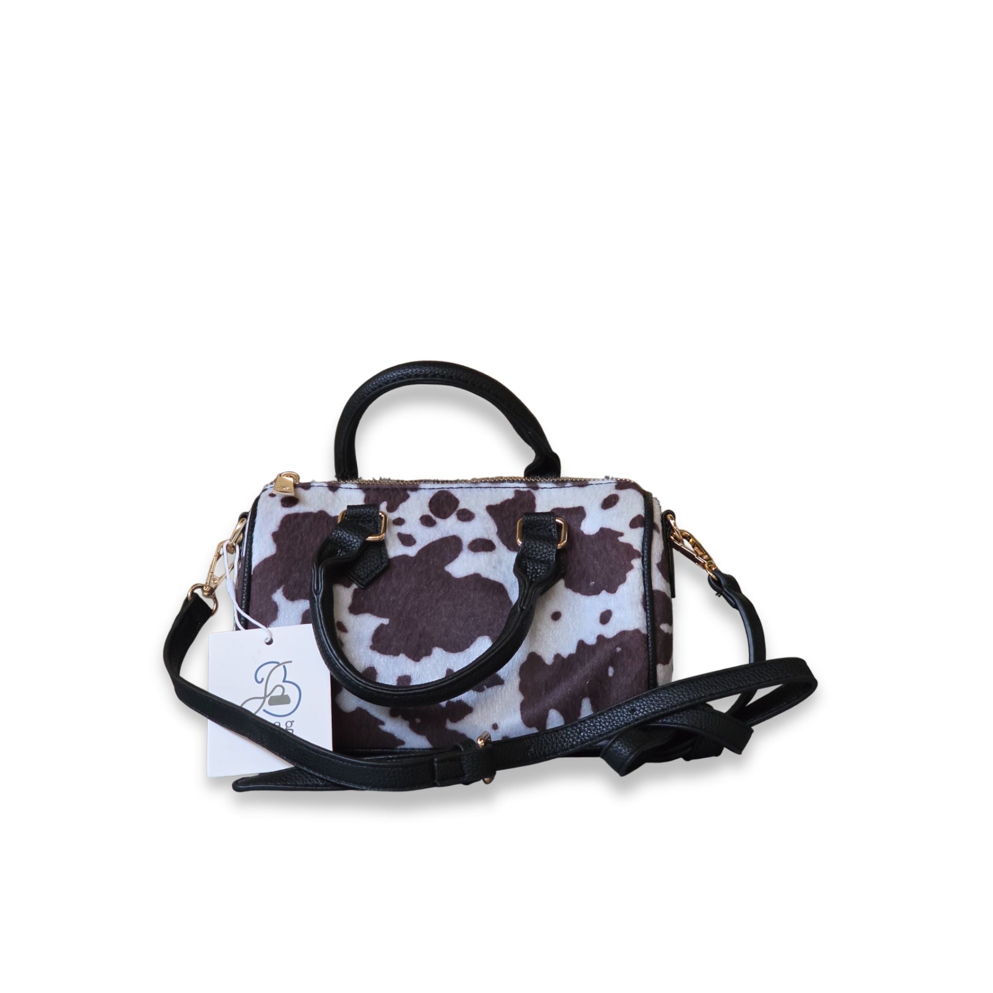 Bolso Boston Bowling Abag con estampado Cow Print y asas negras - Vista frontal