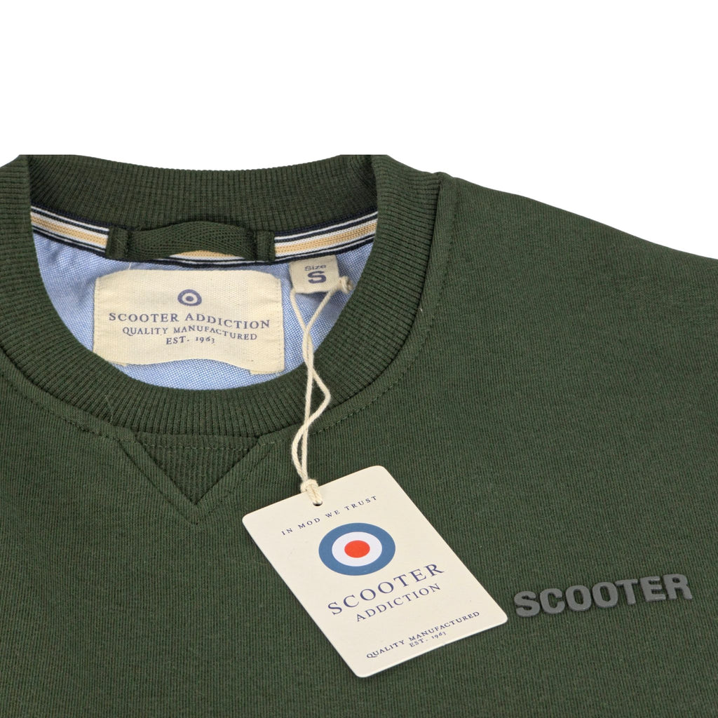 Etiqueta mod Scooter Addiction EST 1963 sudadera Hackney verde militar heritage