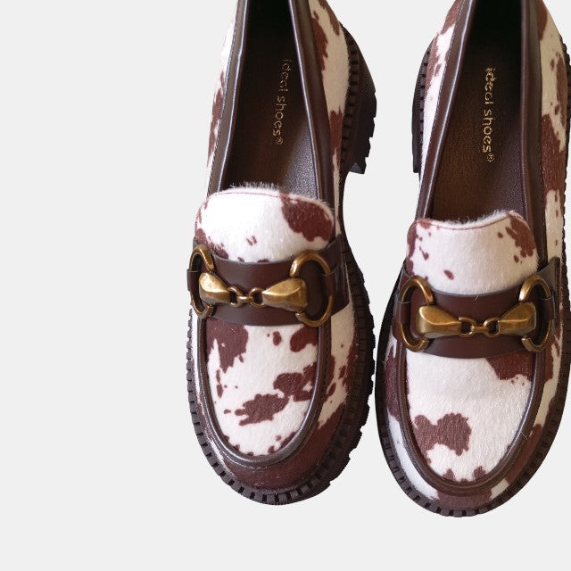 Mocasines Ideal Shoes Cow Print Suela Tack.