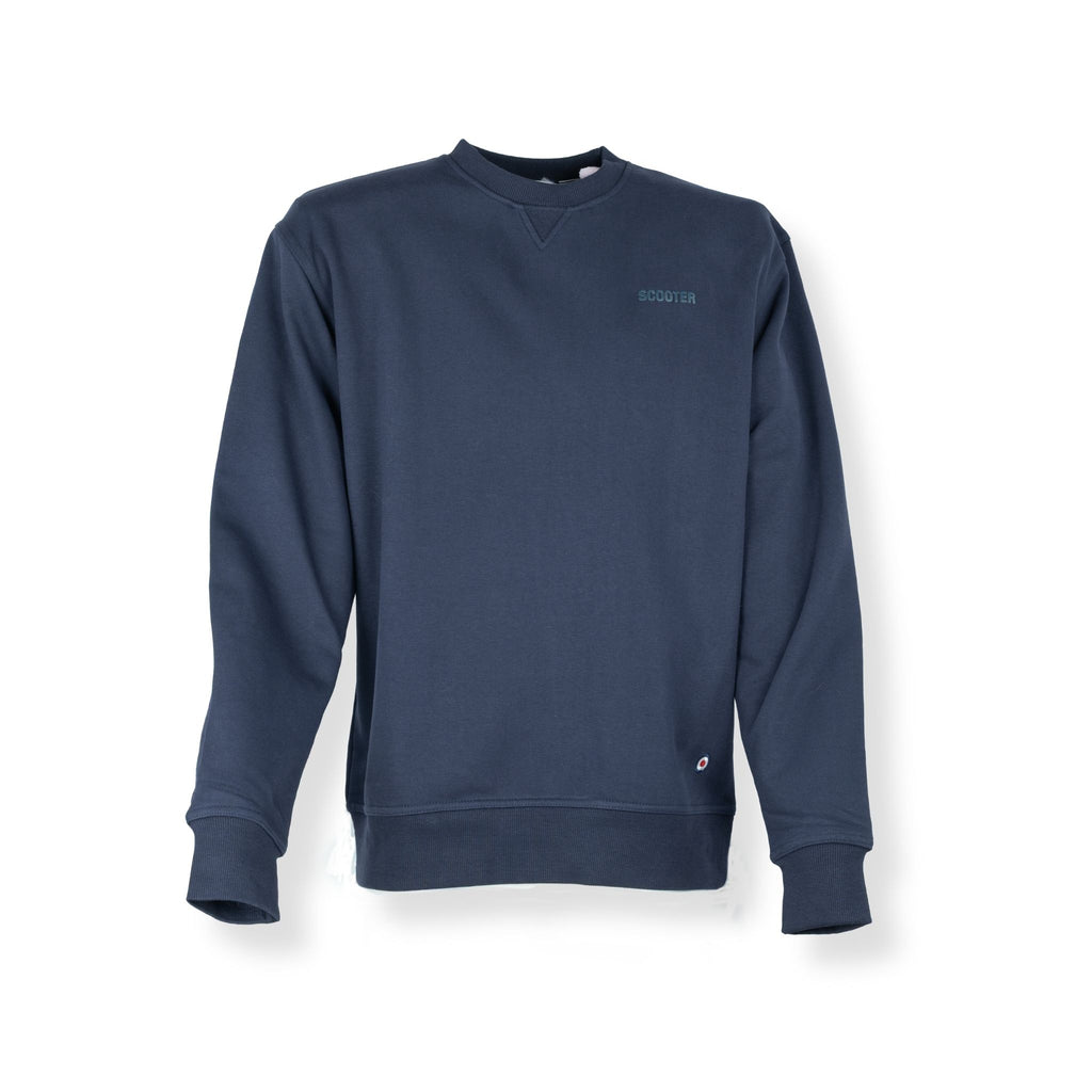 Sudadera Hackney cuello redondo azul marino Scooter Addiction felpa 320g logo bordado