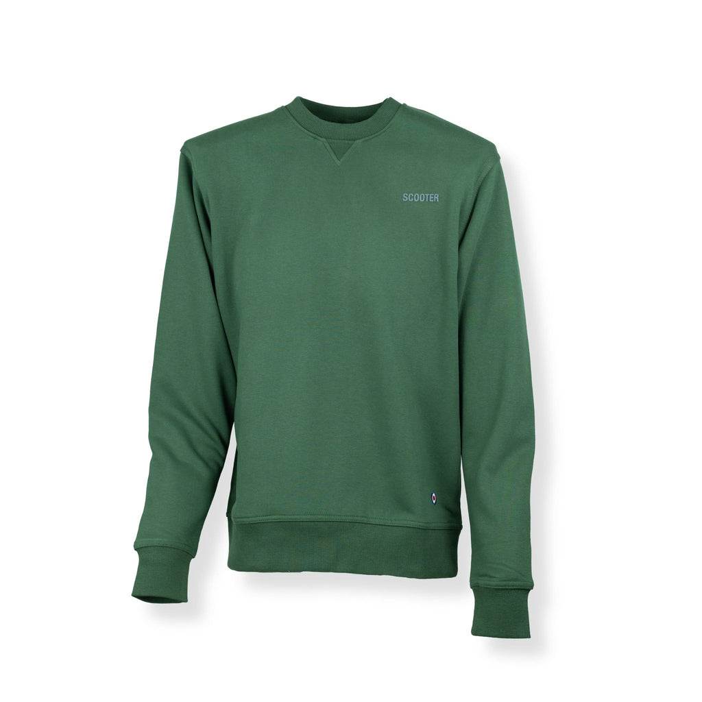 Sudadera Hackney cuello redondo verde militar Scooter Addiction felpa 320g logo bordado