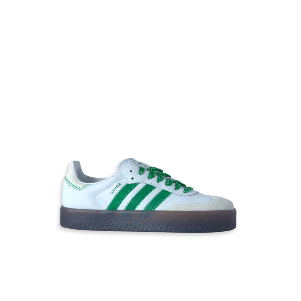 Adidas Sambae W IE9105 vista frontal blanco verde plataforma
