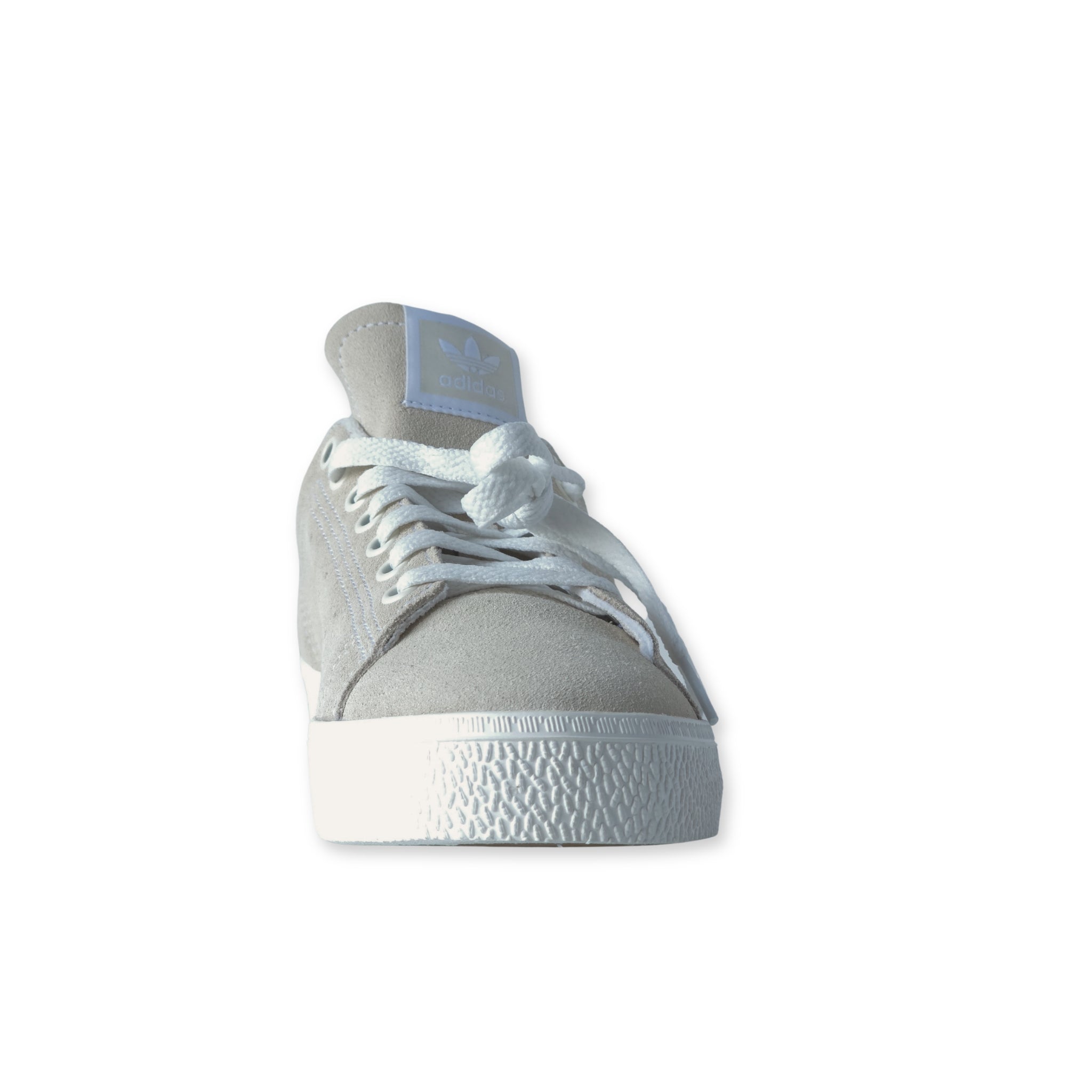 Adidas Stan Smith CS W zapatilla gris claro vista cenital, cordones blancos y tres rayas perforadas
