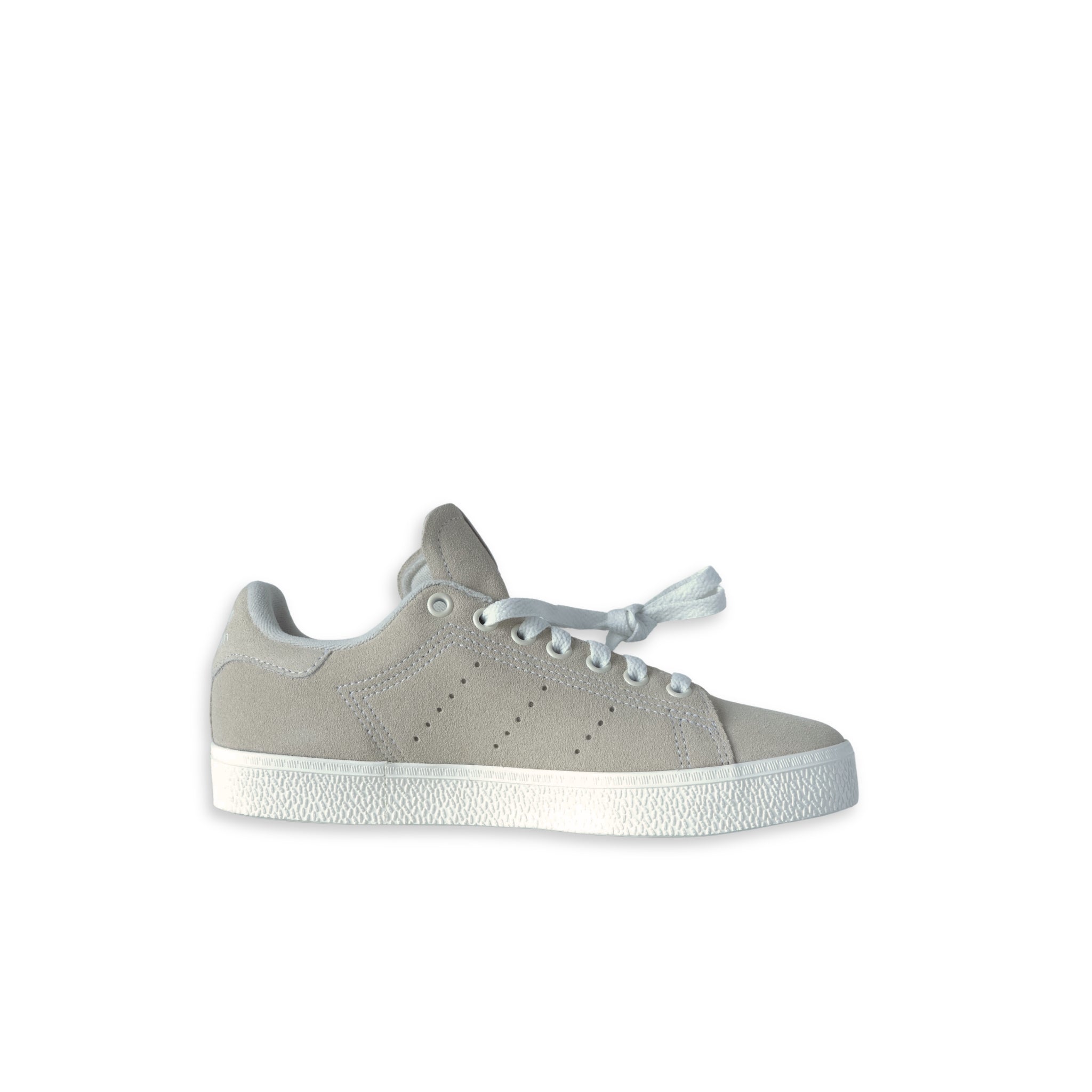 Adidas Stan Smith CS W zapatilla gris claro vista frontal con cordones blancos y puntera redondeada
