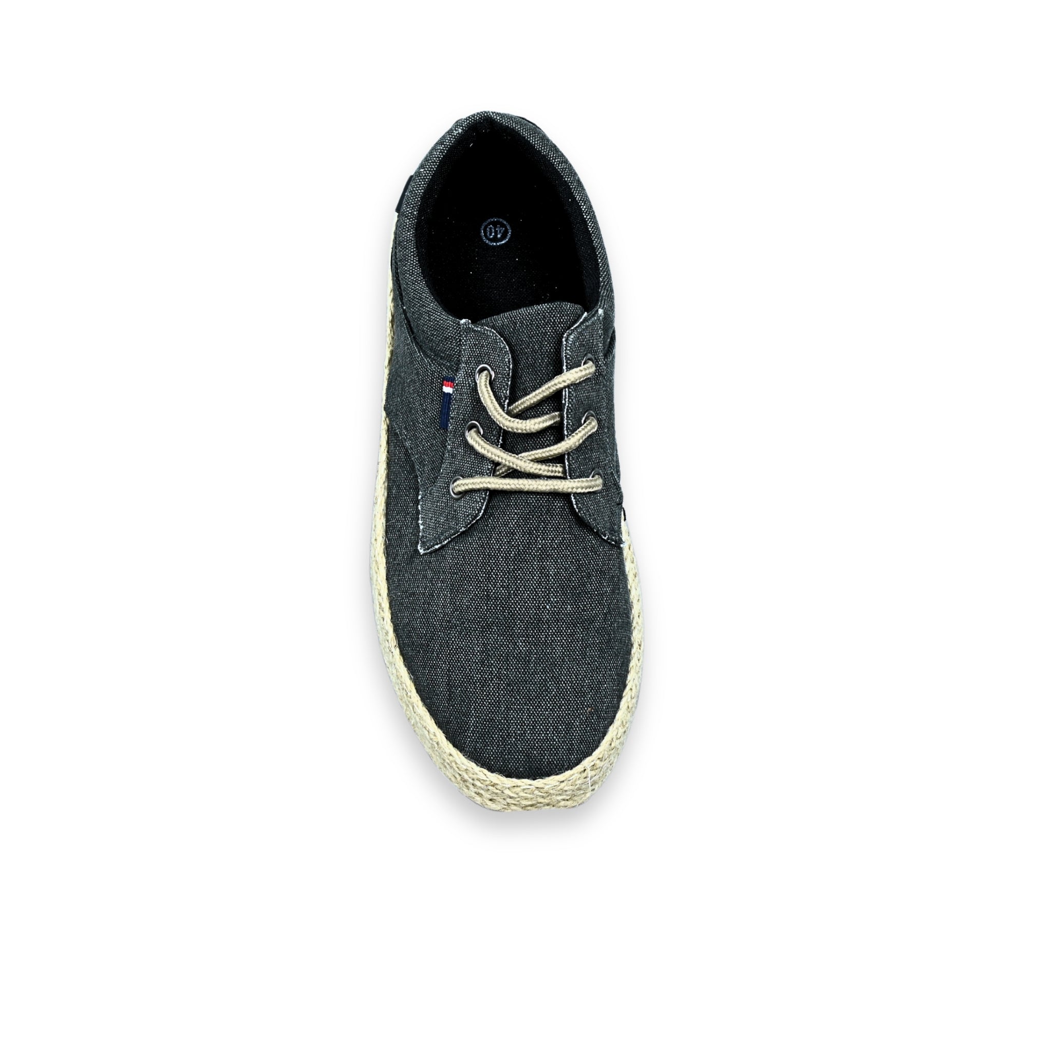 Zapatos blucher lona yute hombre gris antracita – vista cenital superior talla 40
