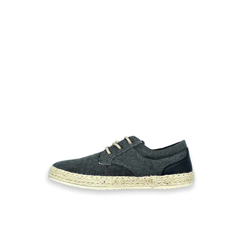 Zapatos blucher lona yute hombre gris antracita – interior plantilla negra con talla marcada
