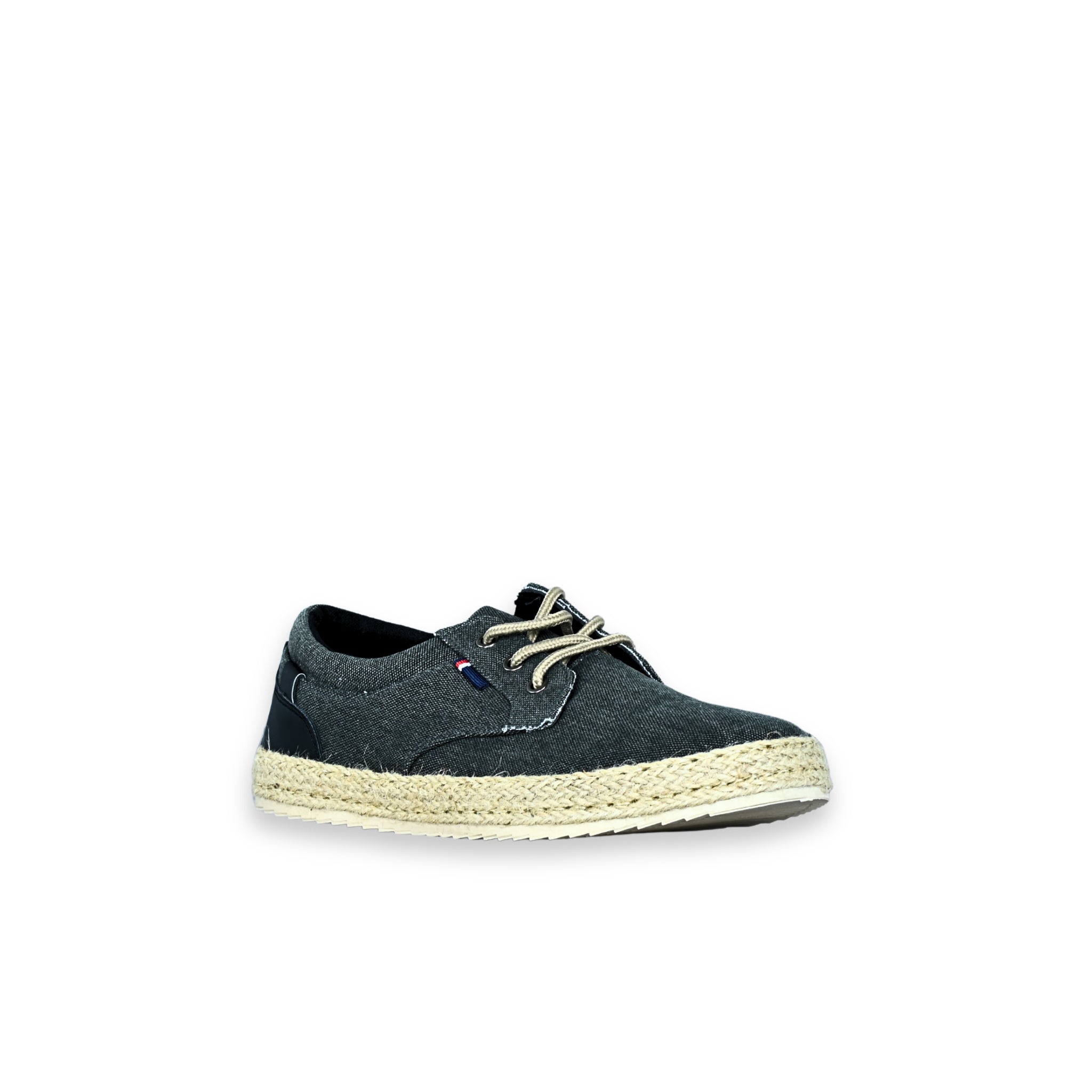 Zapatos blucher lona yute hombre gris antracita – vista lateral ángulo tres cuartos
