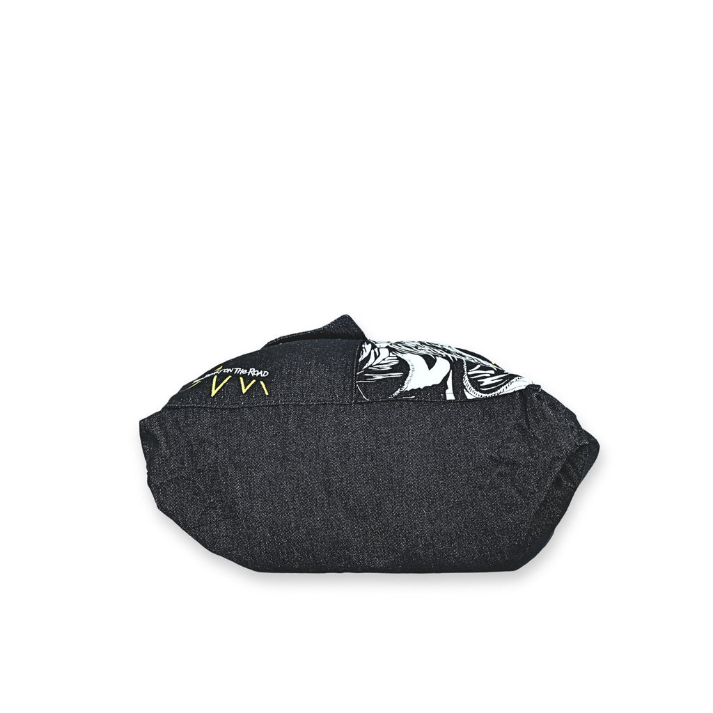 Base fuelle 12 cm bolso tote Iron Maiden denim negro – gran capacidad estructura real – Softcrabshop
