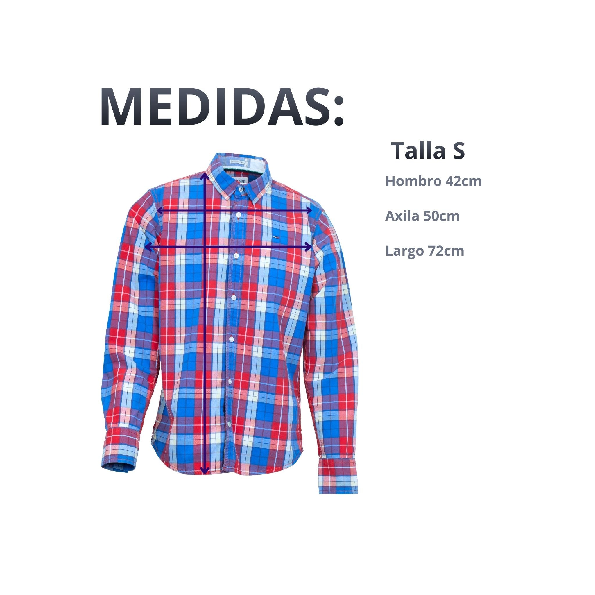 Guía de medidas camisa Tommy Hilfiger Denim vintage talla S
