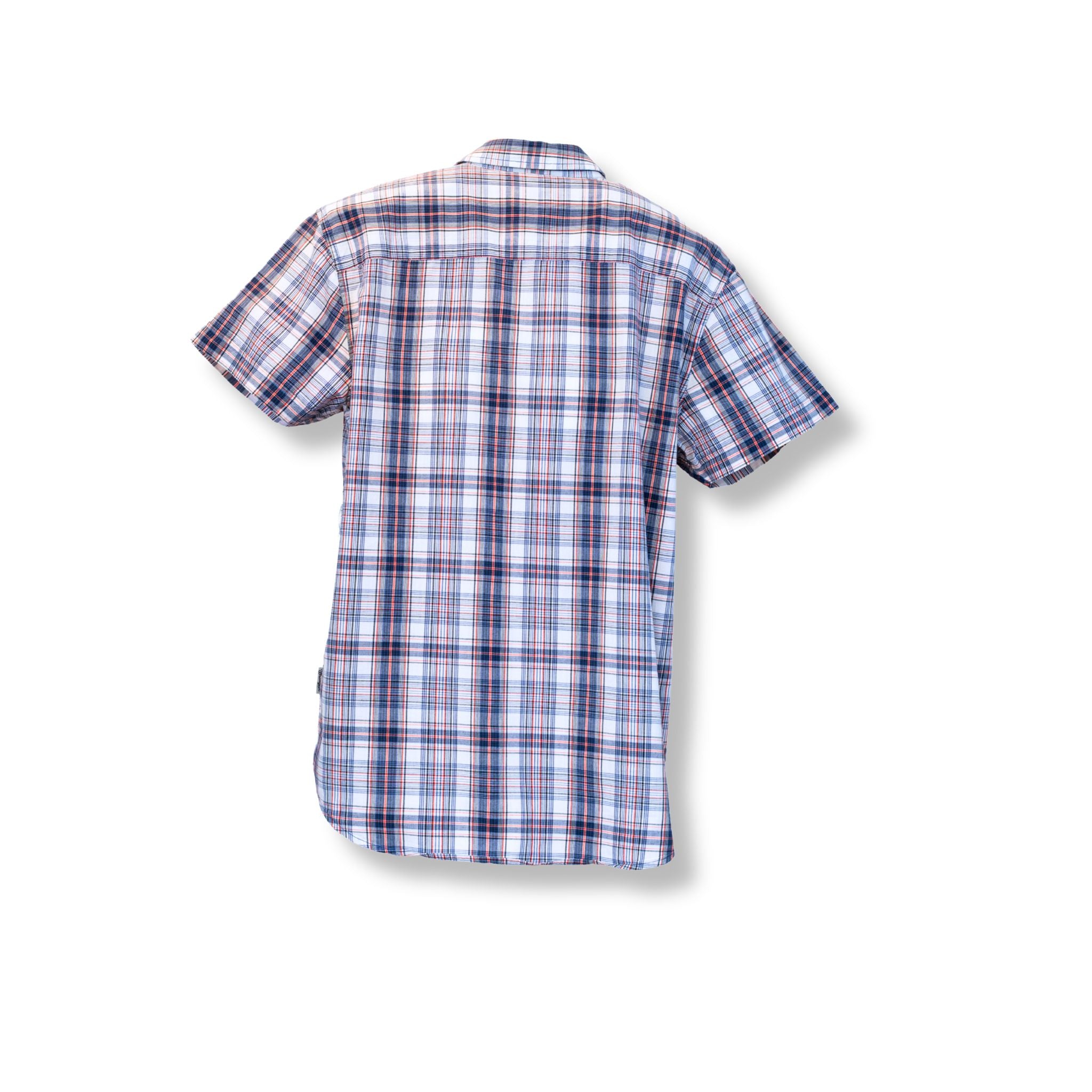 Camisa Wrangler vintage cuadros azul naranja vista espalda XL