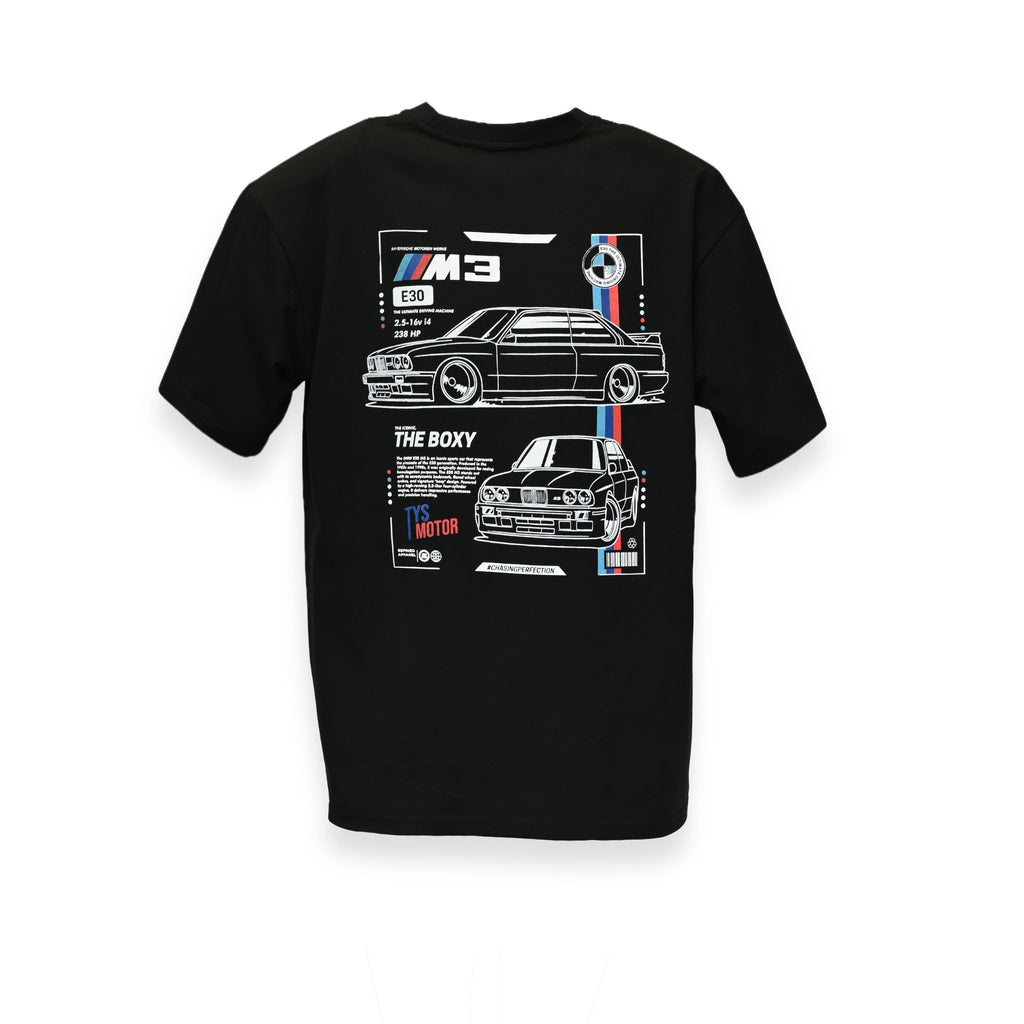 Camiseta oversize negra BMW M3 E30 The Boxy TYS – Vista espalda
