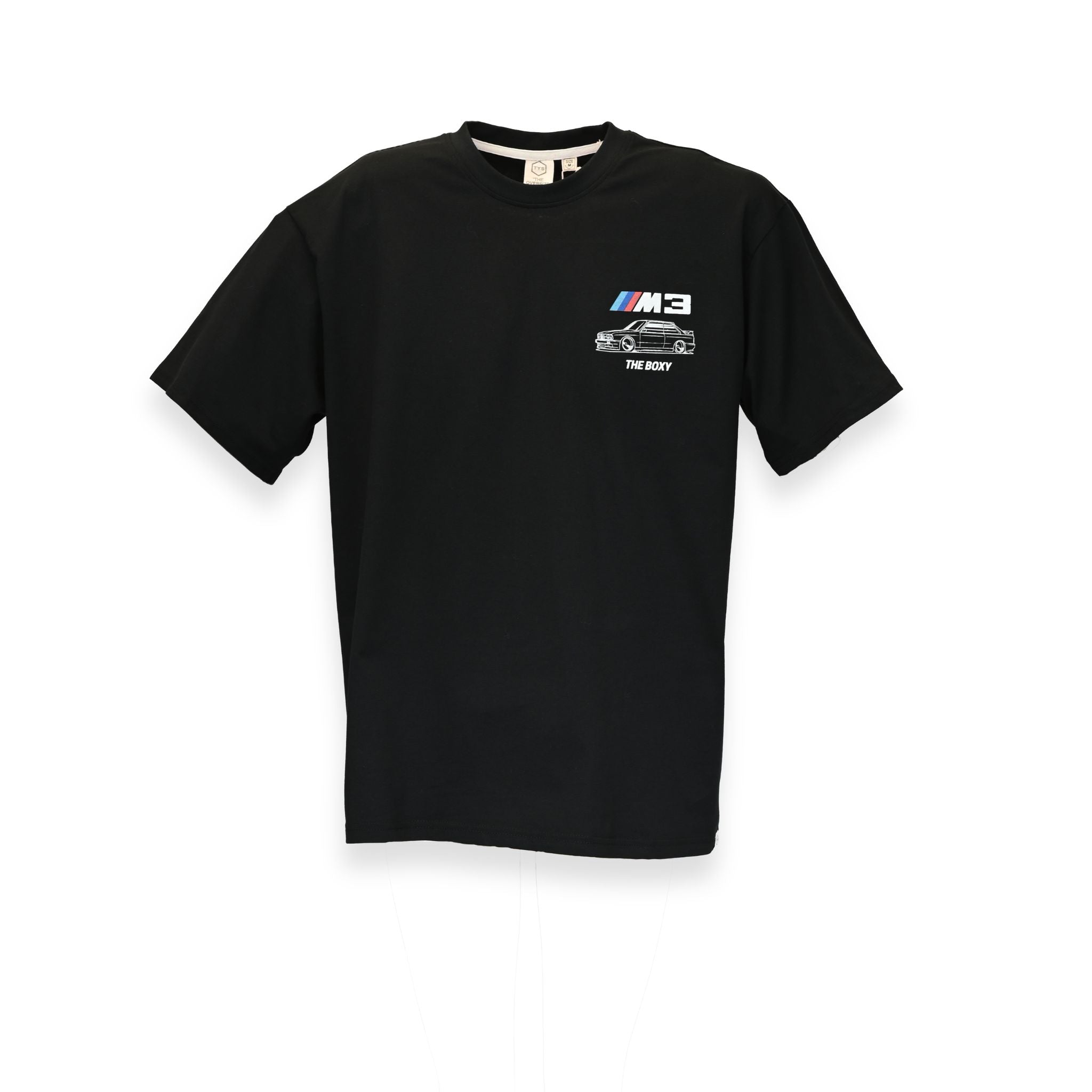 Camiseta oversize negra BMW M3 E30 The Boxy TYS – Vista frontal
