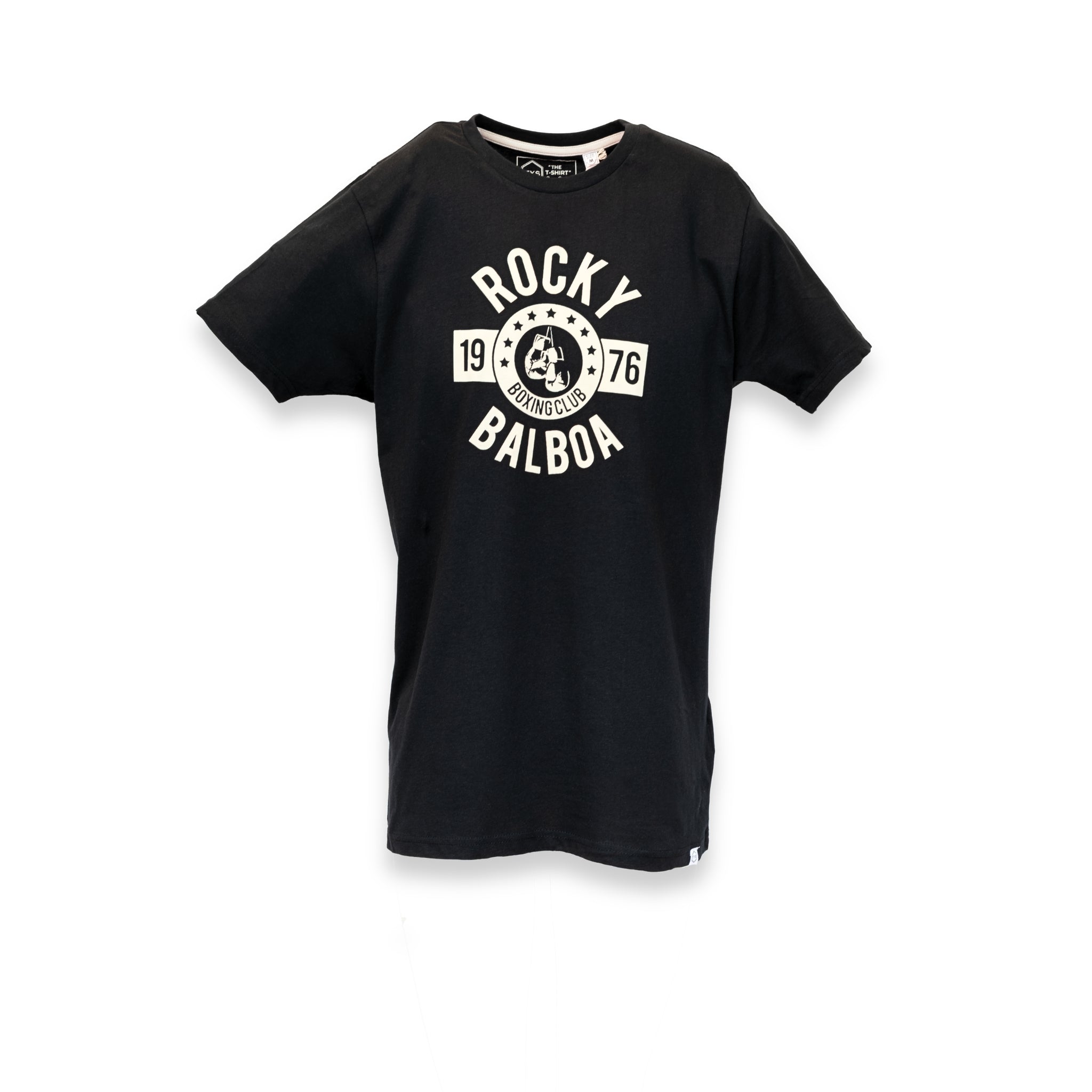 Camiseta negra Rocky Balboa 1976 Boxing Club TYS – Vista frontal
