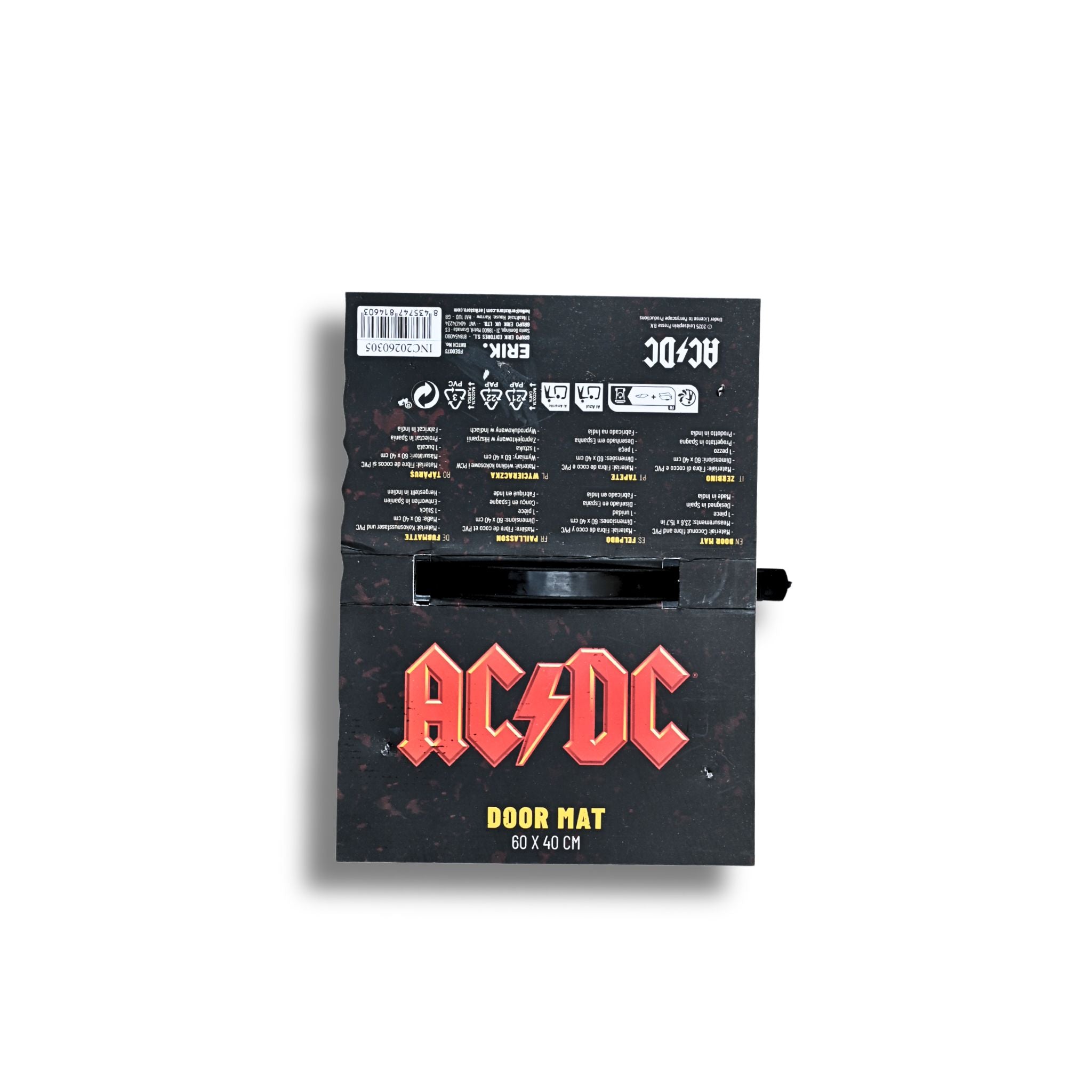 
Etiqueta trasera felpudo AC/DC - Medidas 60x40 cm, licencia oficial Erik
