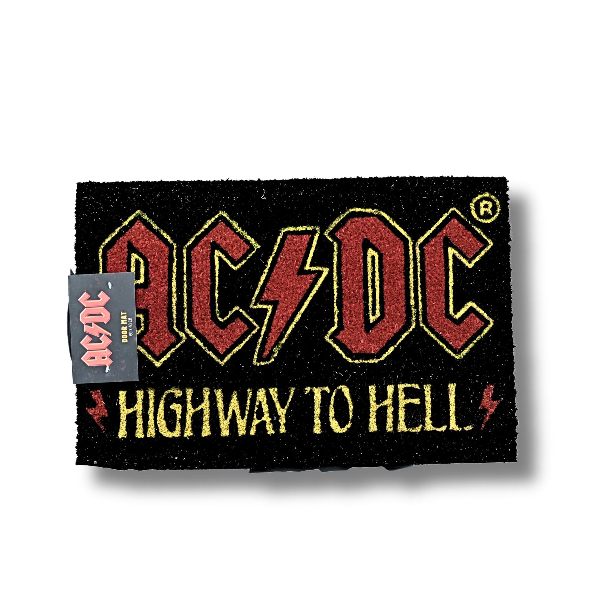 Felpudo AC/DC Highway to Hell con etiqueta de producto - Door mat licencia oficial
