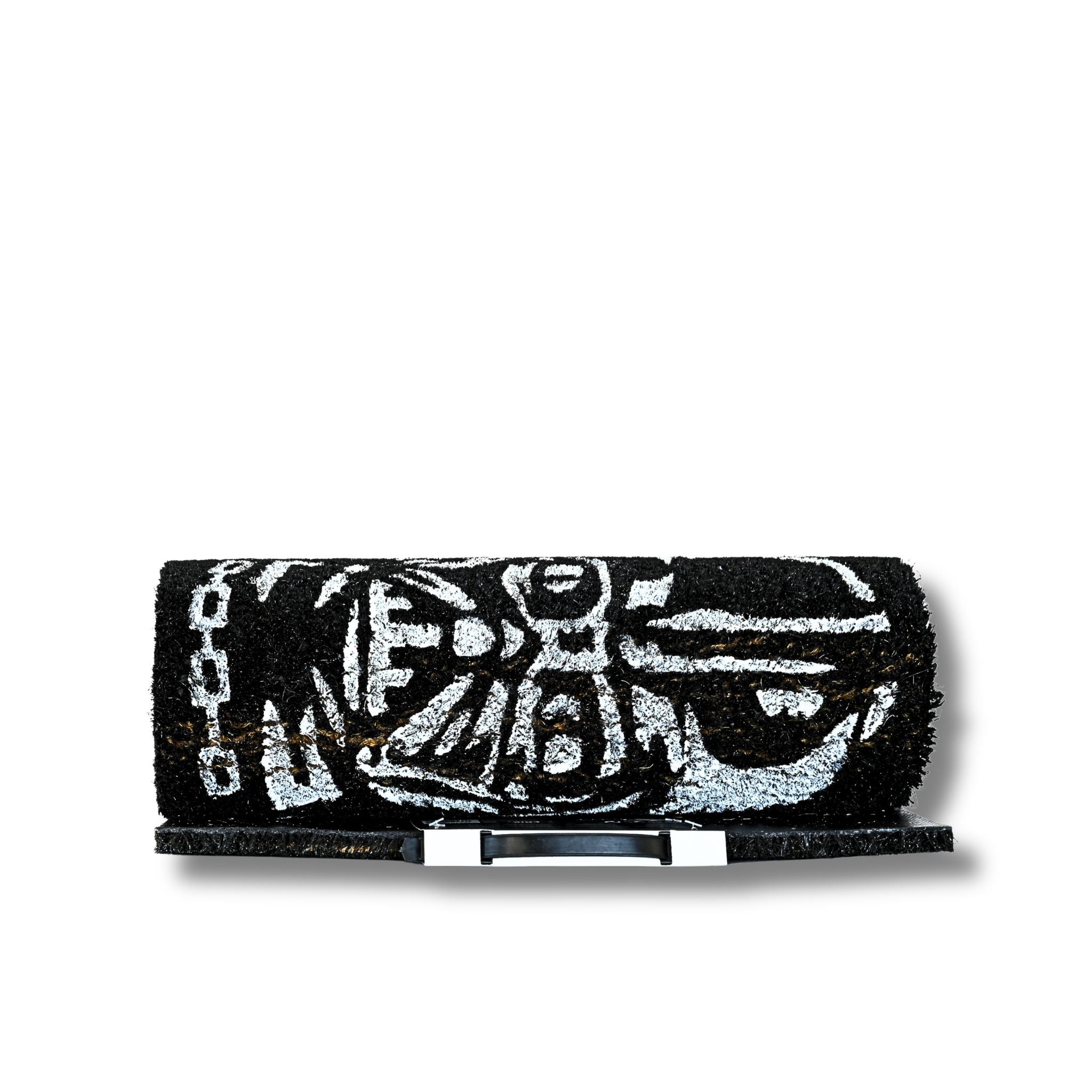 Felpudo oficial Star Wars Darth Vader Dark Side enrollado mostrando diseño en fibra de coco negra
