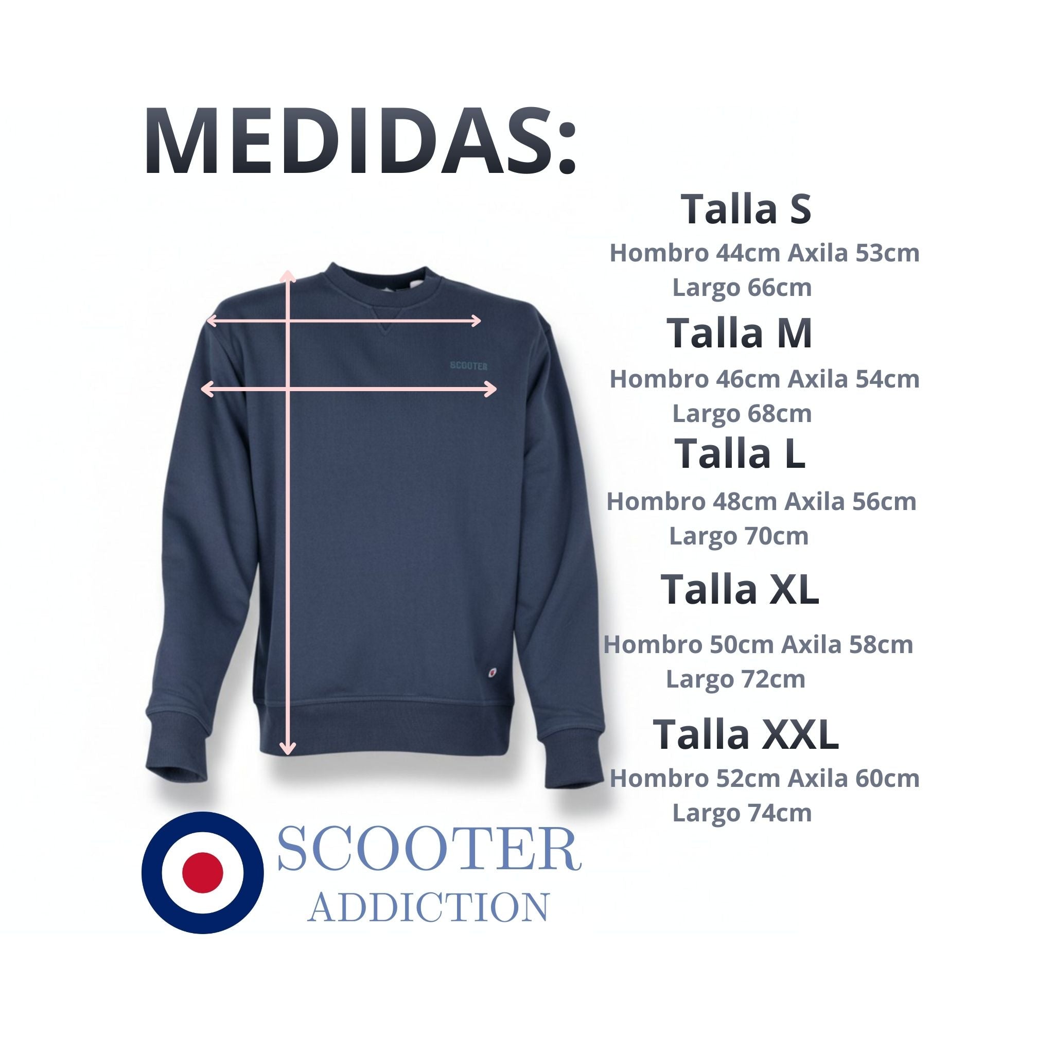 Sudadera Hackney Cuello Redondo - Scooter Addiction (Azul Marino)