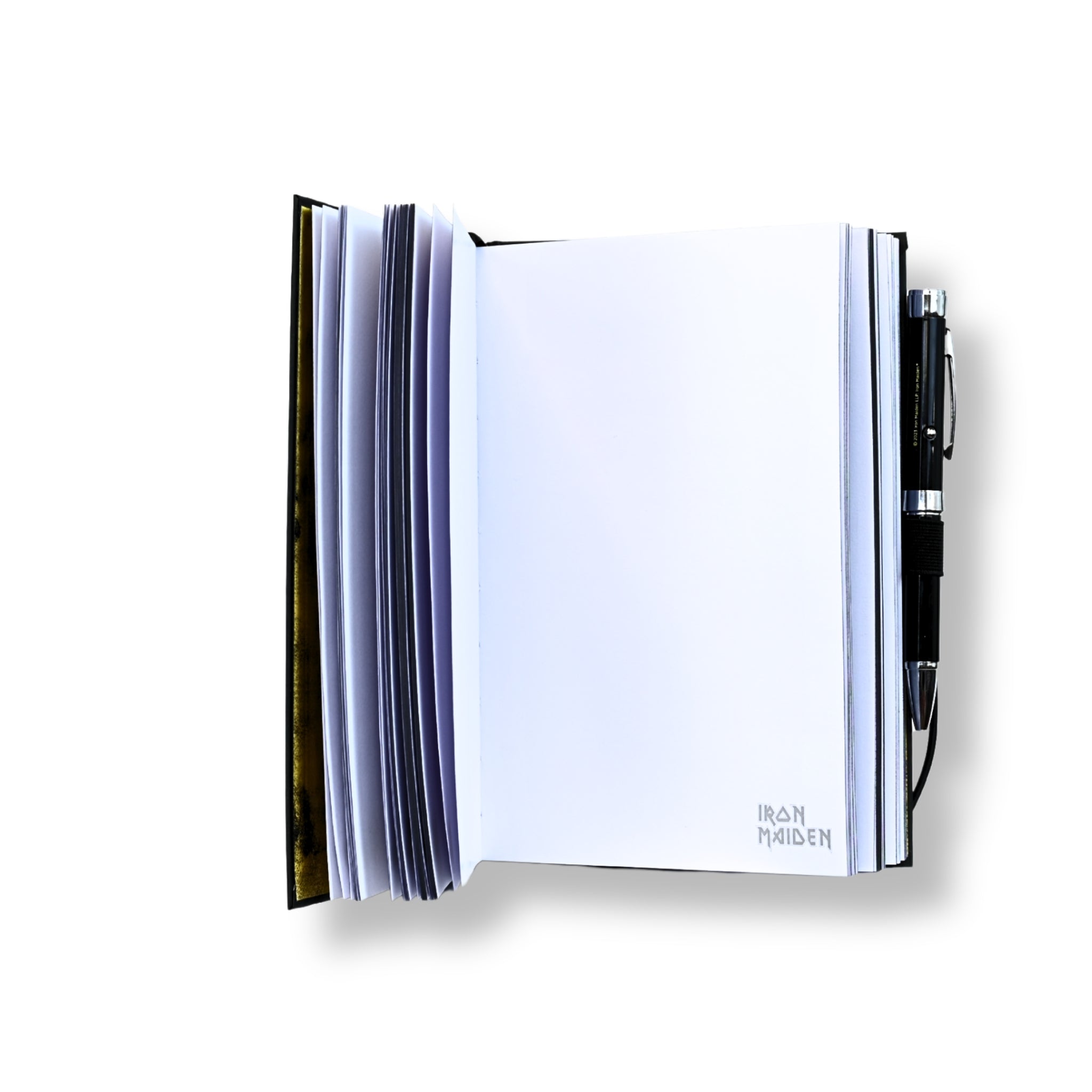 Páginas en blanco 100g libreta premium Iron Maiden con logo grabado y bolígrafo proyector