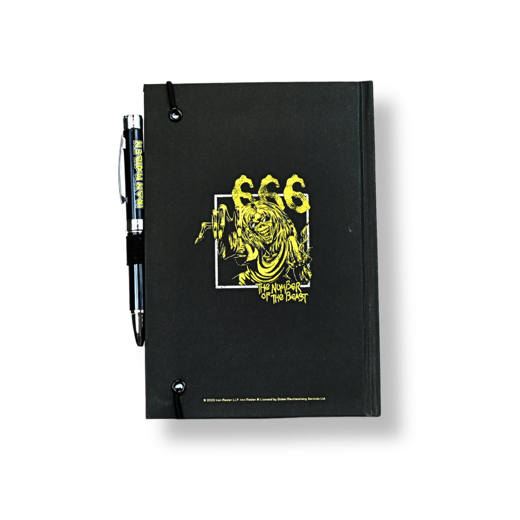 Contraportada pack libreta A5 Iron Maiden The Beast on the Road con datos de licencia oficial Grupo Erik