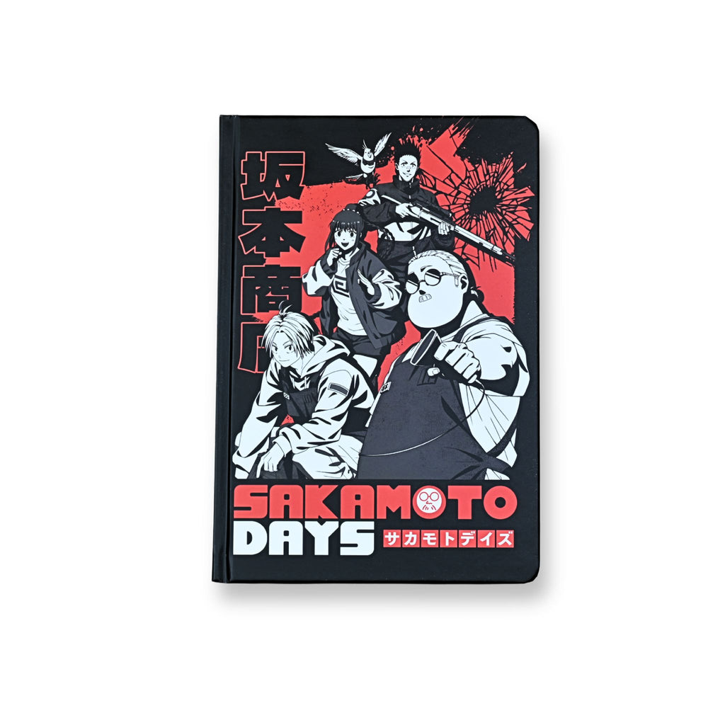 Libreta premium Sakamoto Days A5 tapa negra con logo rosa sin faja
