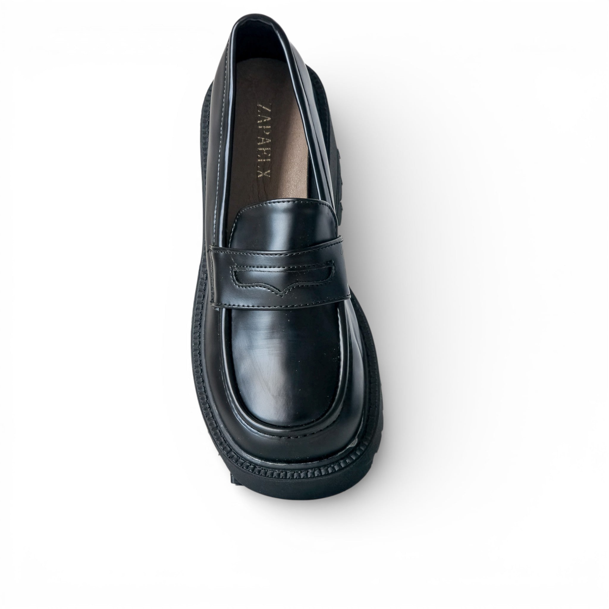 Mocasines negros con plataforma Zapaelx - vista cenital superior

