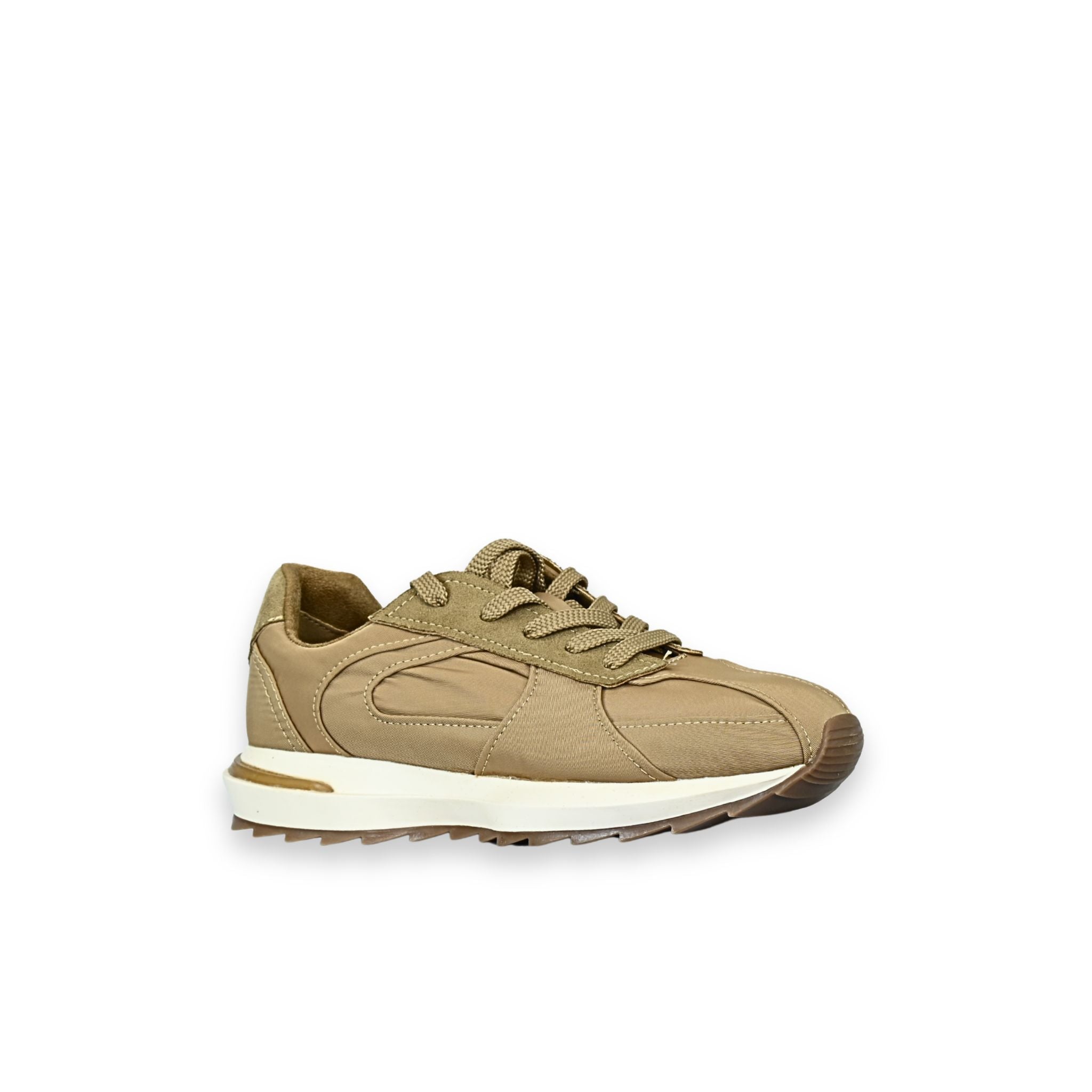 Sneakers Corina M5115 Camel - Vista lateral, upper en nylon y ante dorado
