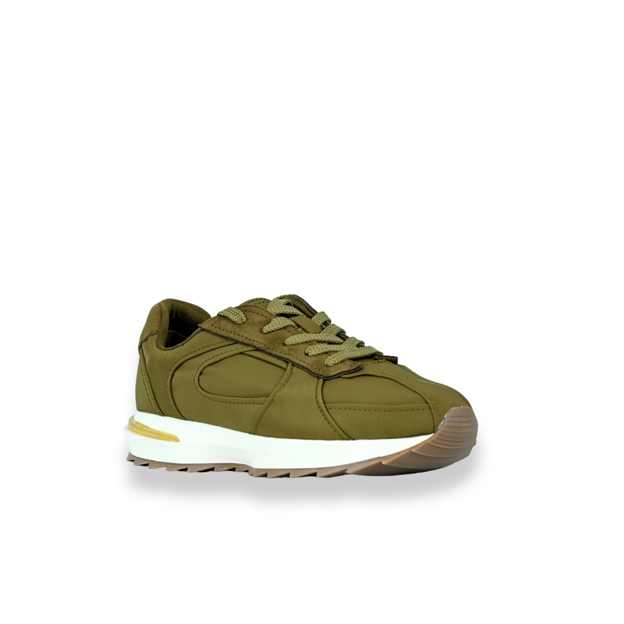 Sneakers urbanas Corina oliva – ángulo tres cuartos frontal
