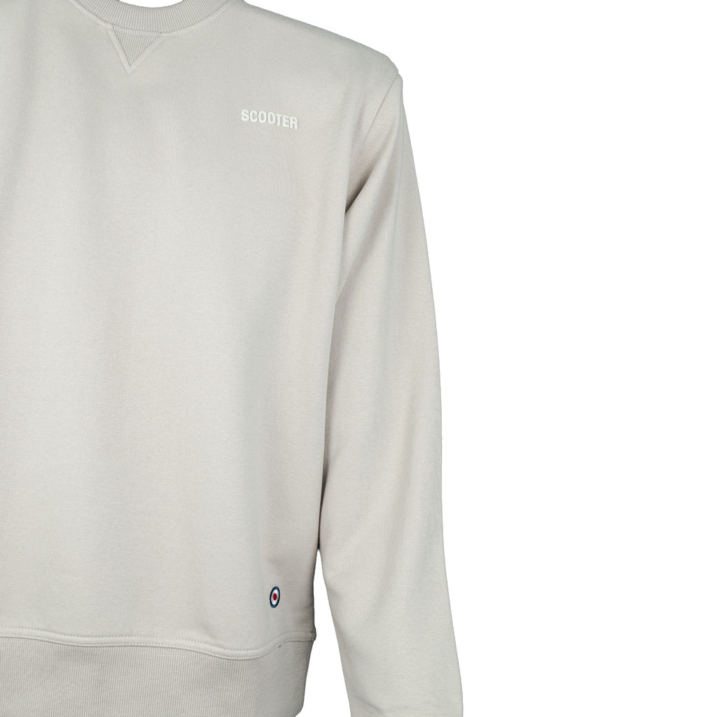 Sudadera Hackney natural vista frente con logo bordado