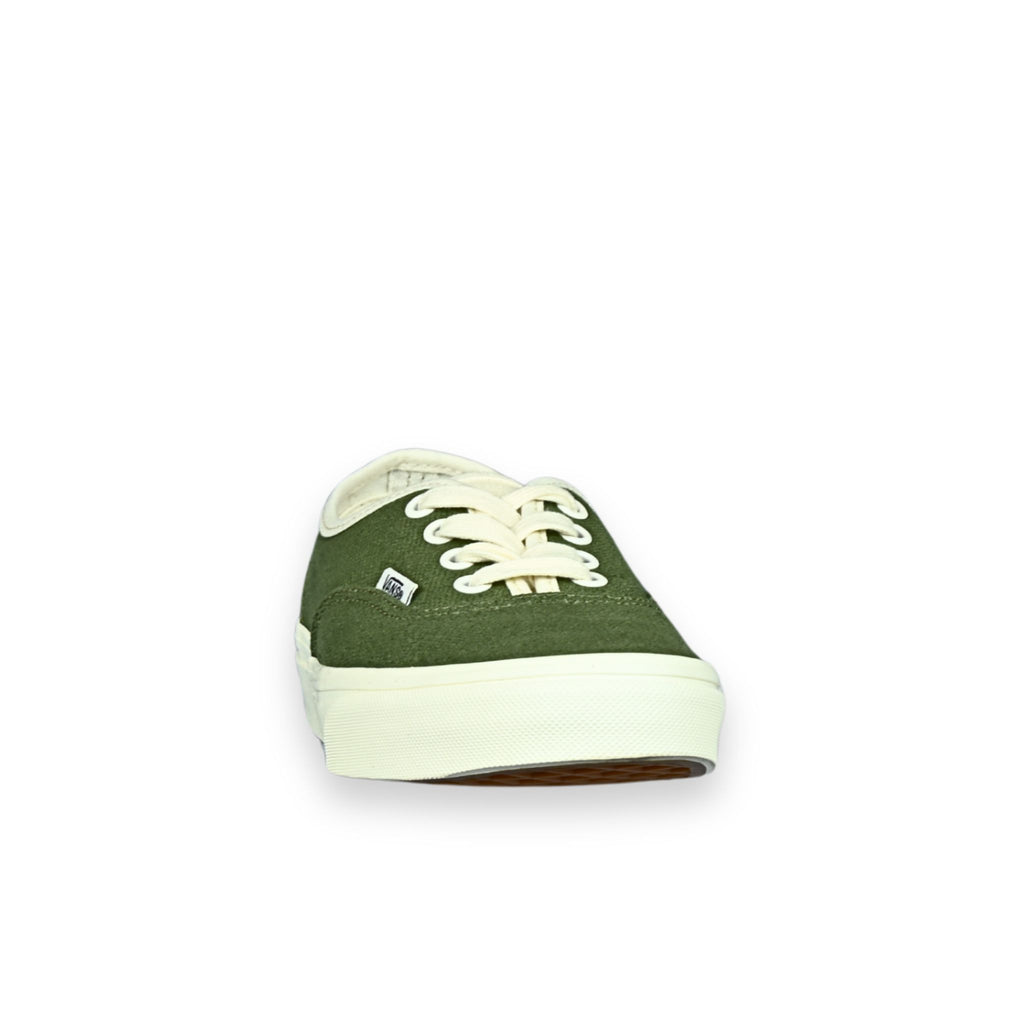 Zapatillas Vans Authentic verde oliva unisex - detalle puntera frontal y cordones off-white
