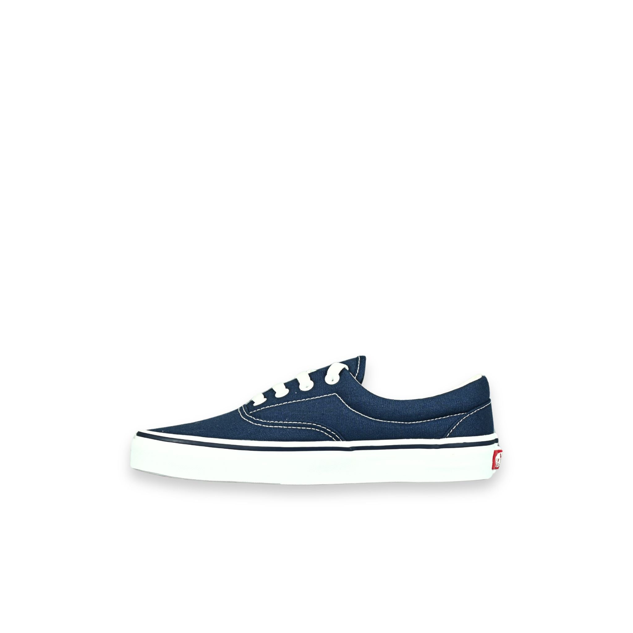 Zapatillas Vans Era lona azul marino (navy) – vista lateral interior, placa
