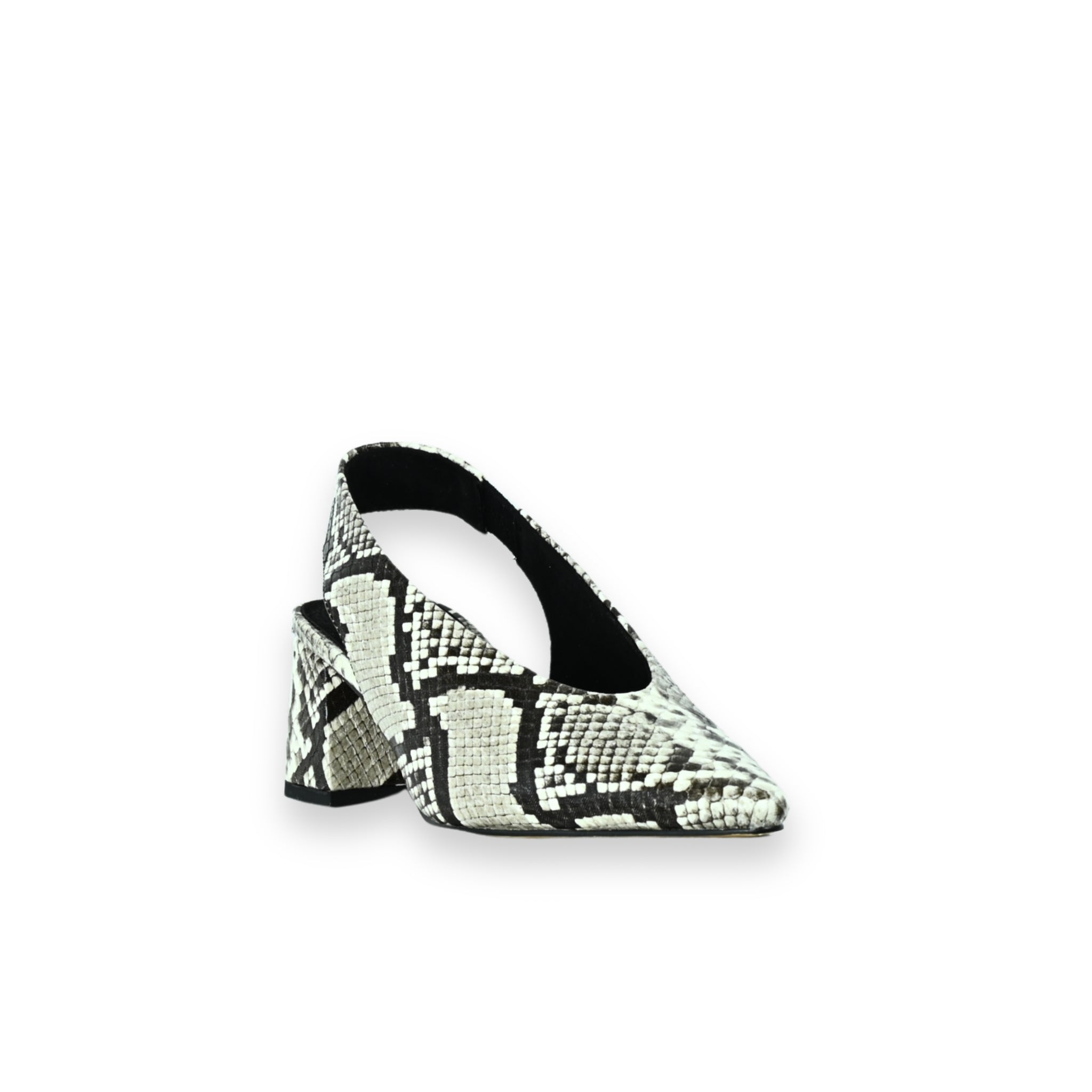 Zapatos tacón destalonados Corina estampado serpiente - detalle punta
