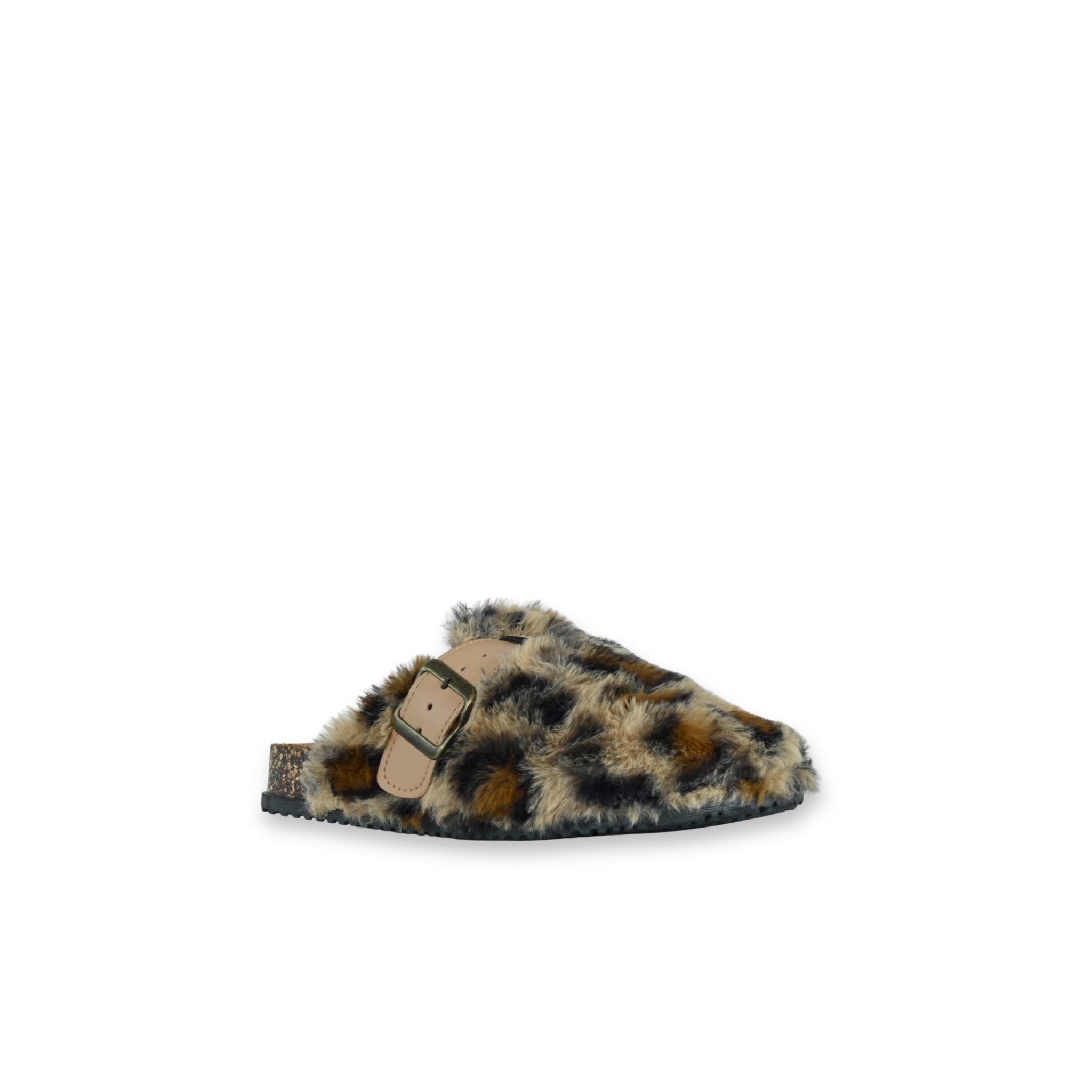 Zueco bio pelo leopard print White Tabs vista lateral ángulo 