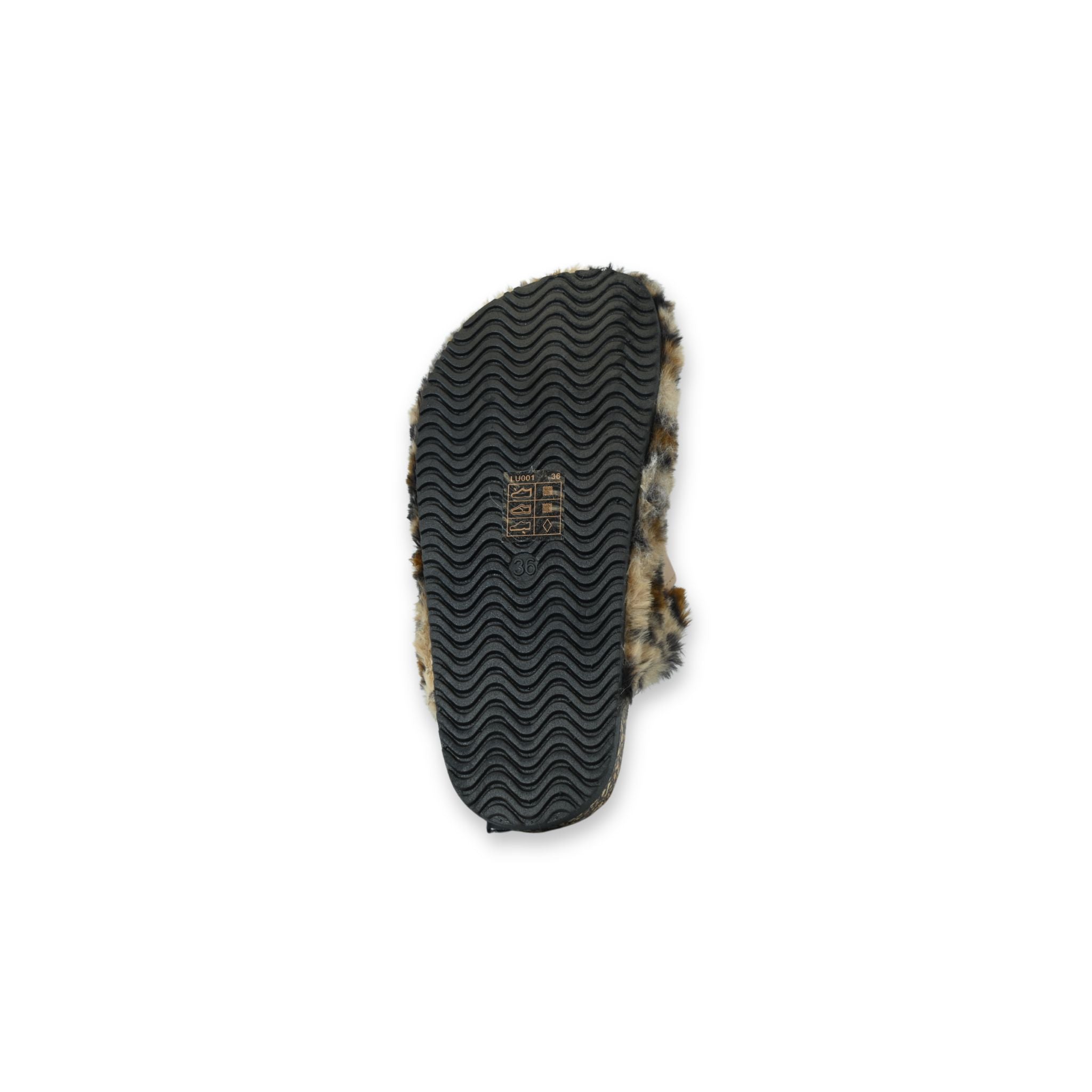 Zueco bio pelo leopard print White Tabs suela exterior goma antideslizante ondulada
