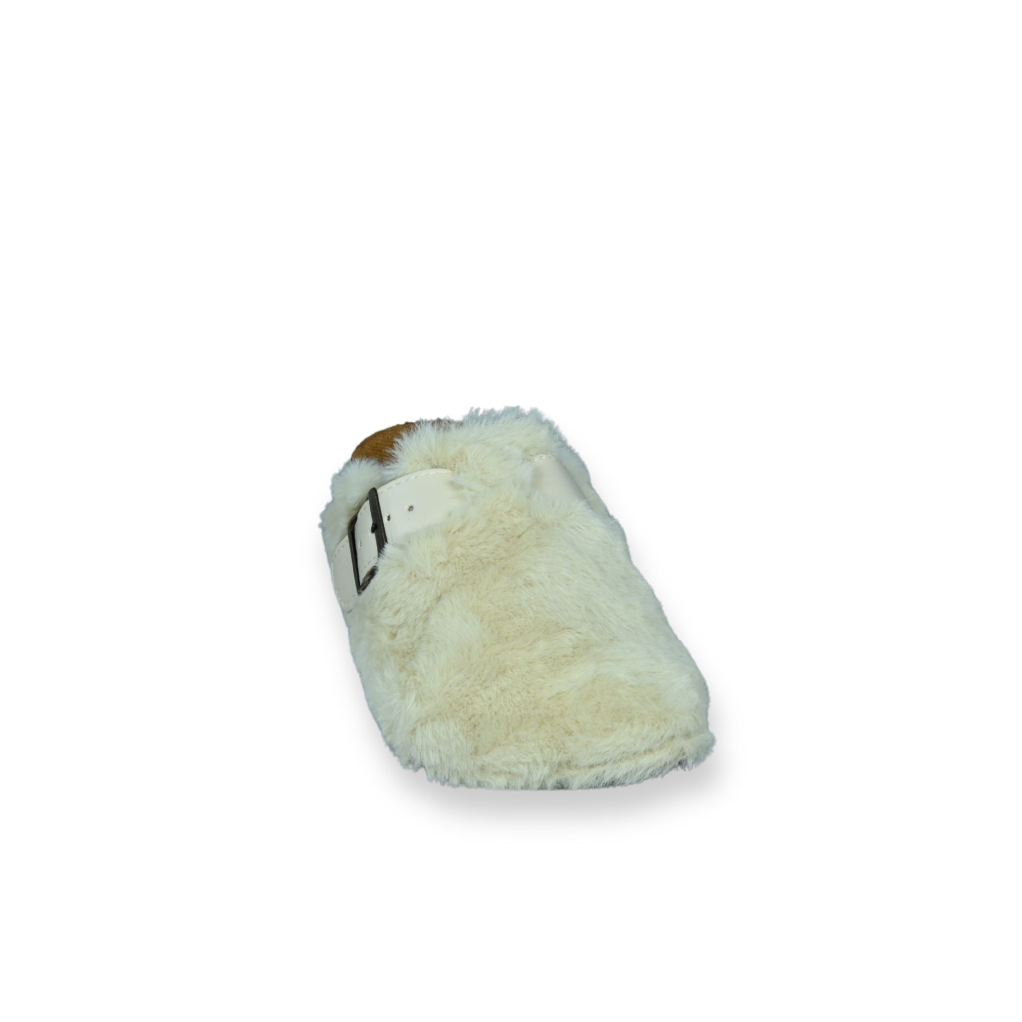 Zuecos bio pelo crema hebilla ajustable mujer - vista frontal elevada